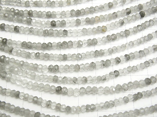 1strand $11.79! Gray Quartz Faceted Button Roundel 4 x 4 x 3 mm 1strand beads (aprx.15 inch / 38 cm)