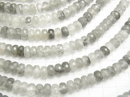 Gray quartz Faceted Button Rondelle 8 x 8 x 5 mm half or 1 strand beads (aprx.15 inch / 38 cm)
