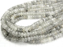 Gray quartz Faceted Button Rondelle 8 x 8 x 5 mm half or 1 strand beads (aprx.15 inch / 38 cm)