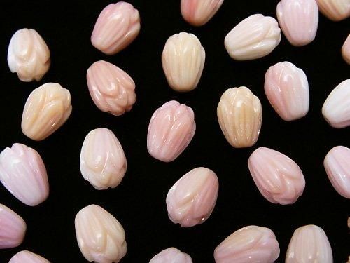 [Video] Queen Conch Shell AAA - Flower Bud 8x6x6mm [Half Drilled Hole] 3pcs