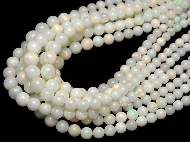 [Video] Top Quality Milky Precious Opal AAAA Round 5-9 mm Size Gradation 1strand beads (aprx.15inch / 38cm)