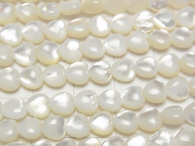 [Video] High Quality White Shell (Silver-lip Oyster)AAA Vertical Hole Heart 6x6x4mm 1/4 or 1strand beads (aprx.15inch/38cm)