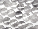 [Video] Gray Quartz AA Twist x Multiple Facets Faceted Coin 10x10x5mm Half or 1 Strand Beads (approx. 15 inches/38 cm)