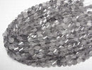 [Video] Gray Quartz AA Twist x Multiple Facets Faceted Coin 10x10x5mm Half or 1 Strand Beads (approx. 15 inches/38 cm)