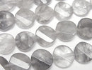 [Video] Gray Quartz AA Twist x Multiple Facets Faceted Coin 12x12x5mm Half or 1 Strand Beads (approx. 15 inches/37 cm)
