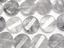 [Video] Gray Quartz AA Twist x Multiple Facets Faceted Coin 12x12x5mm Half or 1 Strand Beads (approx. 15 inches/37 cm)
