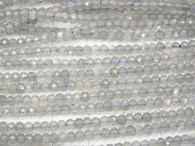 [Video] High Quality! Labradorite AAA- Faceted Button Rondelle 3x3x2mm 1strand beads (aprx.15inch/38cm)