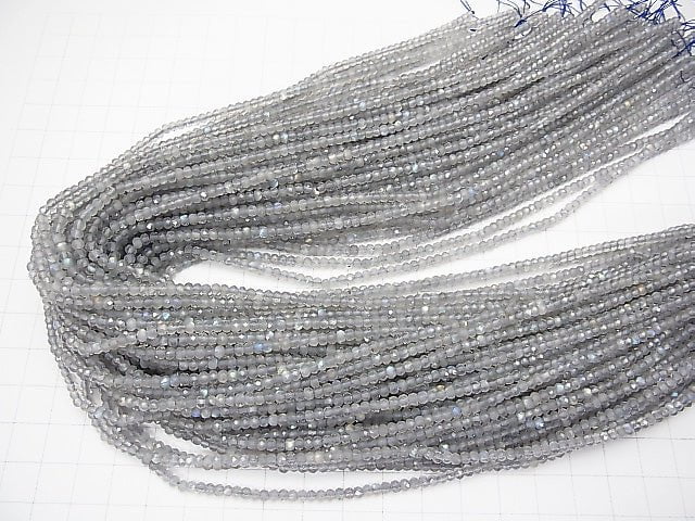 [Video] High Quality! Labradorite AAA- Faceted Button Rondelle 3x3x2mm 1strand beads (aprx.15inch/38cm)