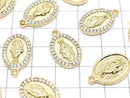 Metal Parts Charm 21 x 13 mm Miraculous Medal (with CZ) Gold Color 2 pcs