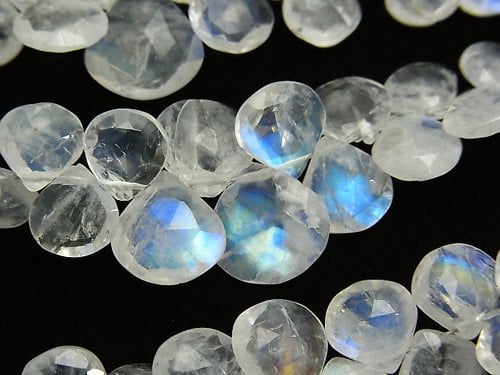 Chestnut Shape, Faceted Briolette, Rainbow Moonstone Gemstone Beads