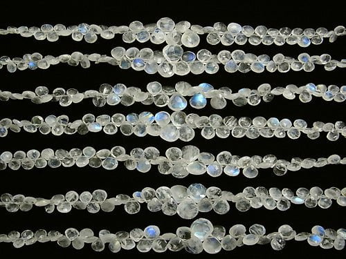 [Video] High Quality Rainbow Moonstone AA ++ Chestnut Faceted Briolette half or 1strand beads (aprx.7inch / 18 cm)