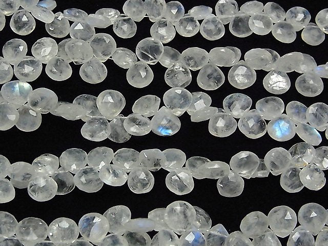 [Video] High Quality Rainbow Moonstone AA+ Chestnut Faceted Briolette half or 1strand beads (aprx.8inch / 21cm)