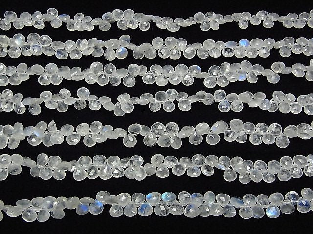 [Video] High Quality Rainbow Moonstone AA+ Chestnut Faceted Briolette half or 1strand beads (aprx.8inch / 21cm)