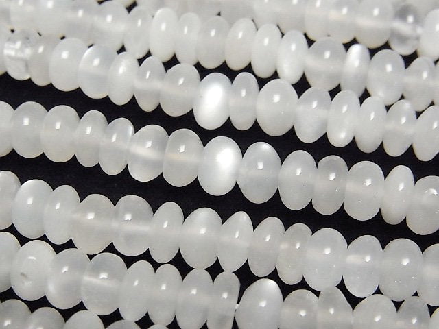 [Video] White Moonstone AA++ Roundel 6x6x3mm half or 1strand beads (aprx.15inch/38cm)