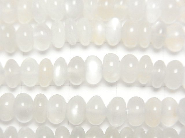 [Video] White Moonstone AA++ Roundel 6x6x3mm half or 1strand beads (aprx.15inch/38cm)