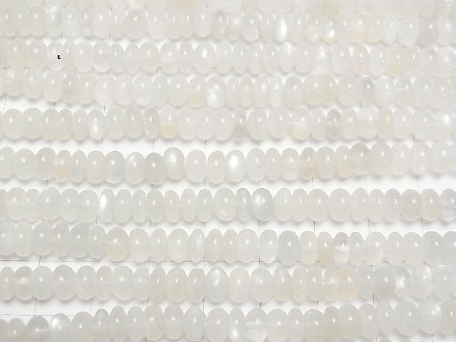 [Video] White Moonstone AA++ Roundel 6x6x3mm half or 1strand beads (aprx.15inch/38cm)