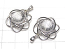 Meteorite & Moldavite 1 stone! Flower motif pendant 21mm Silver925