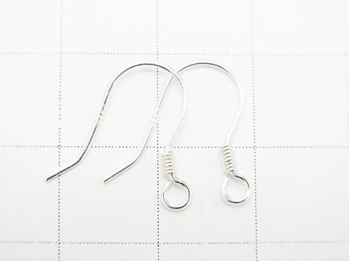 Silver 925 Earwire, No Coating, 2 Pairs (4 Pieces)