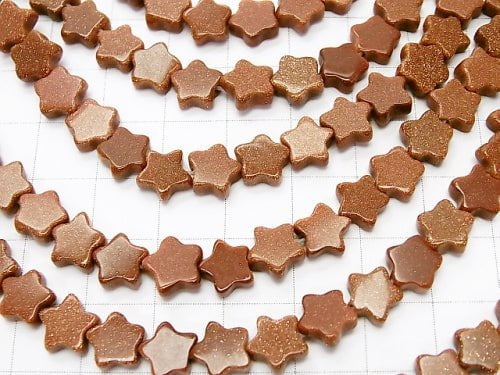 [Video] Golden Sand Stone Star 8x8x3mm 1strand beads (aprx.15inch / 37cm)