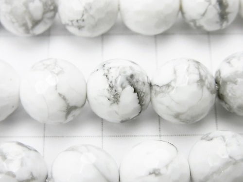 [Video] Howlite Magnesite  128Faceted Round 10mm NO.2 1strand beads (aprx.15inch/38cm)