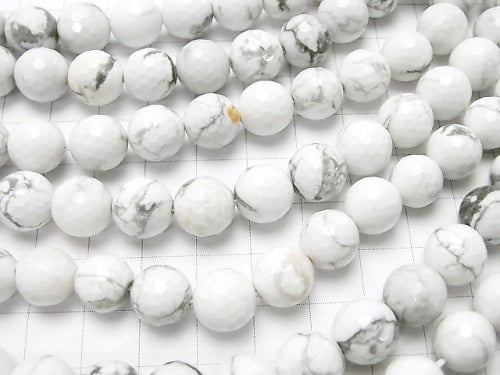 [Video] Howlite Magnesite  128Faceted Round 10mm NO.2 1strand beads (aprx.15inch/38cm)