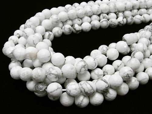 [Video] Howlite Magnesite  128Faceted Round 10mm NO.2 1strand beads (aprx.15inch/38cm)