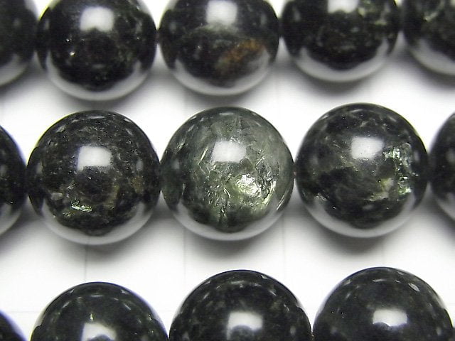 [Video] Tanzania Biotite (Green Mica) Round 12mm 1/4 or 1strand beads (aprx.15inch/37cm)