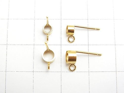 [Video] 14KGF Earstuds Earrings with Ring (Bezel) Round 3mm, 4mm 1pair