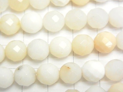 Tanzania White Opal 64 Faceted Round 8 mm half or 1 strand beads (aprx.15 inch / 37 cm)