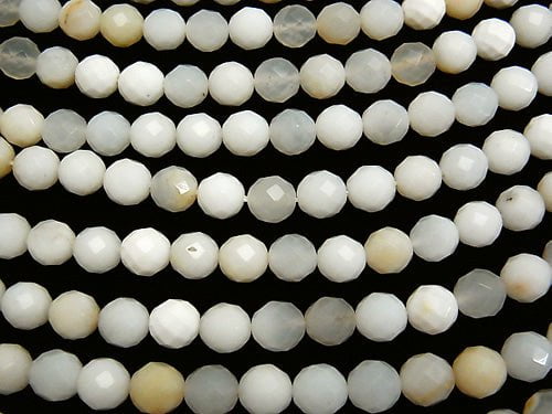 Tanzania White Opal 64 Faceted Round 8 mm half or 1 strand beads (aprx.15 inch / 37 cm)