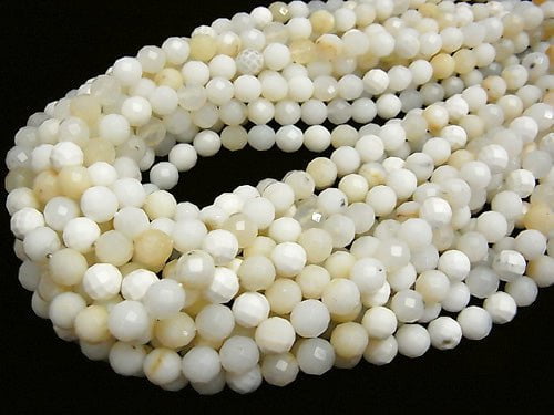 Tanzania White Opal 64 Faceted Round 8 mm half or 1 strand beads (aprx.15 inch / 37 cm)