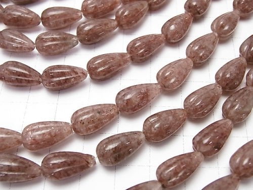 Moscovite  Line Carved Vertical Hole Drop 14x8x8mm half or 1strand beads (aprx.15inch/38cm)