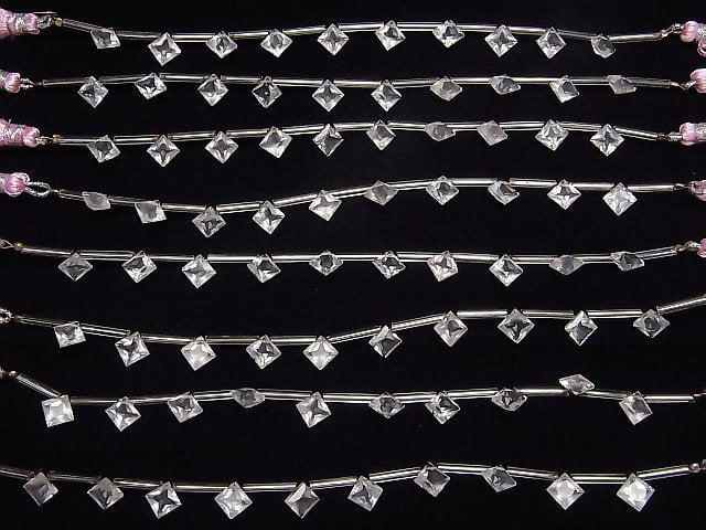 [Video]High Quality Rose Quartz AAA Diamond princess cut 8x8mm 1strand (8pcs )