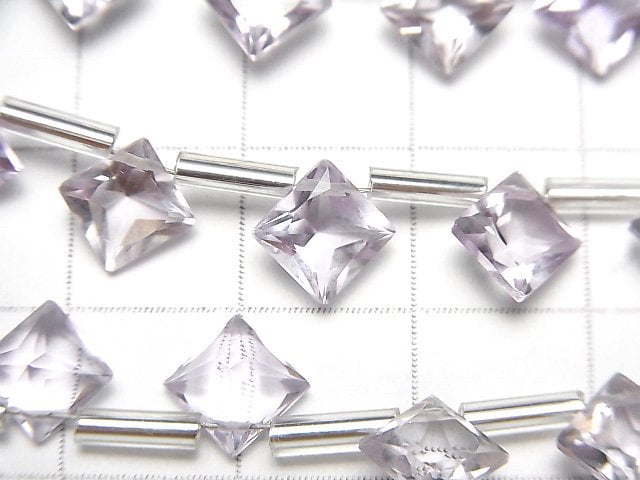 [Video] High Quality Pink Amethyst AAA Diamond Princess Cut 8x8mm 1strand (8pcs )