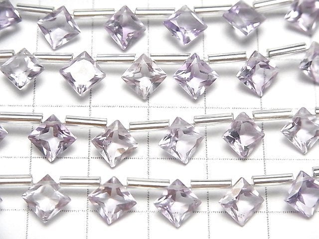 [Video] High Quality Pink Amethyst AAA Diamond Princess Cut 8x8mm 1strand (8pcs )