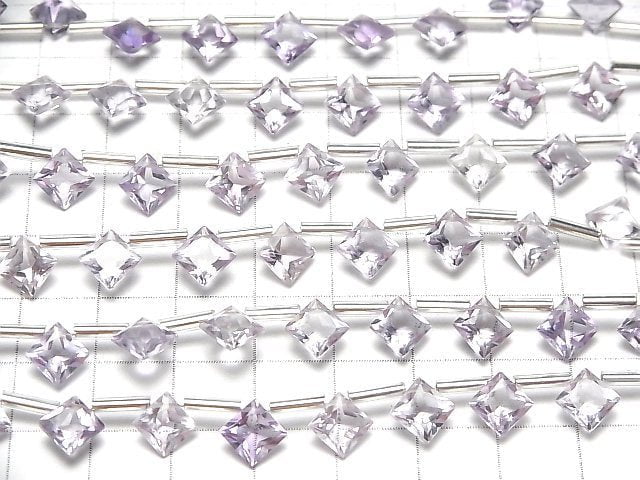 [Video] High Quality Pink Amethyst AAA Diamond Princess Cut 8x8mm 1strand (8pcs )