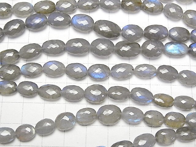 [Video] MicroCut! High Quality Blue Labradorite AAA Faceted Oval half or 1strand beads (aprx.7inch / 18 cm)