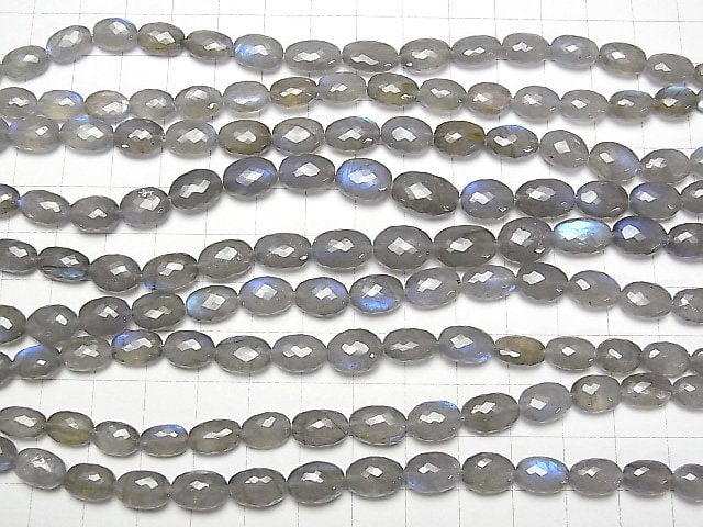 [Video] MicroCut! High Quality Blue Labradorite AAA Faceted Oval half or 1strand beads (aprx.7inch / 18 cm)