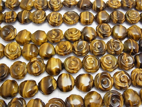 Yellow Tiger's Eye AAA Rose Carving 18mm half or 1strand beads (aprx.14inch / 35cm)