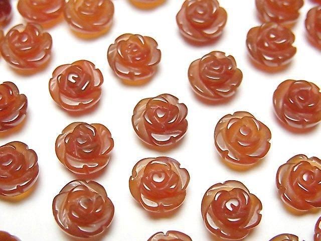 [Video] Red Agate AAA Rose 8mm [Half Drilled Hole] 4pcs