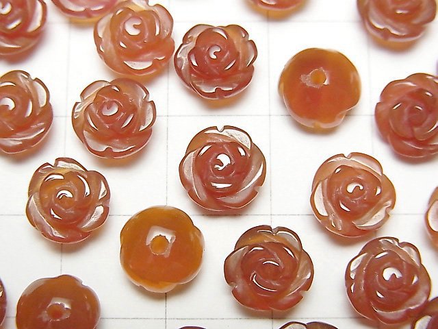 Red Agate AAA Rose 8 mm [Half Drilled Hole] 4 pcs $4.19