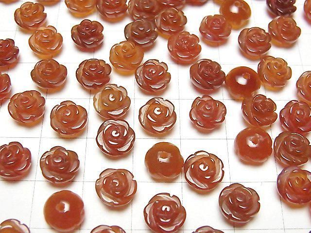 [Video] Red Agate AAA Rose 8mm [Half Drilled Hole] 4pcs