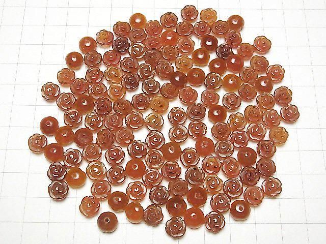 [Video] Red Agate AAA Rose 8mm [Half Drilled Hole] 4pcs