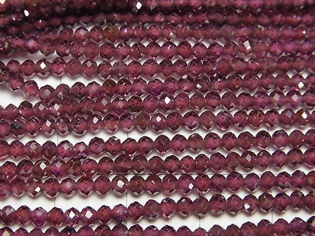 [Video]High Quality! India Garnet AAA Faceted Button Rondelle 2.7x2.7x2.3 1strand beads (aprx.13inch/32cm)