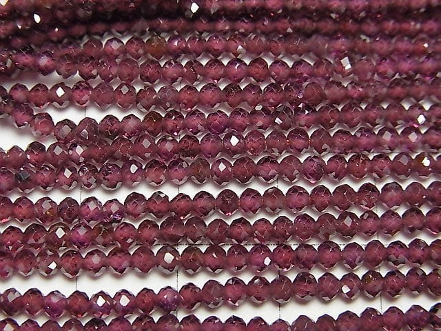 [Video]High Quality! India Garnet AAA Faceted Button Roundel 2.7x2.7x2.3 1strand beads (aprx.13inch/32cm)