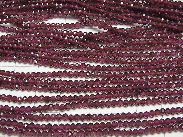 [Video]High Quality! India Garnet AAA Faceted Button Rondelle 2.7x2.7x2.3 1strand beads (aprx.13inch/32cm)