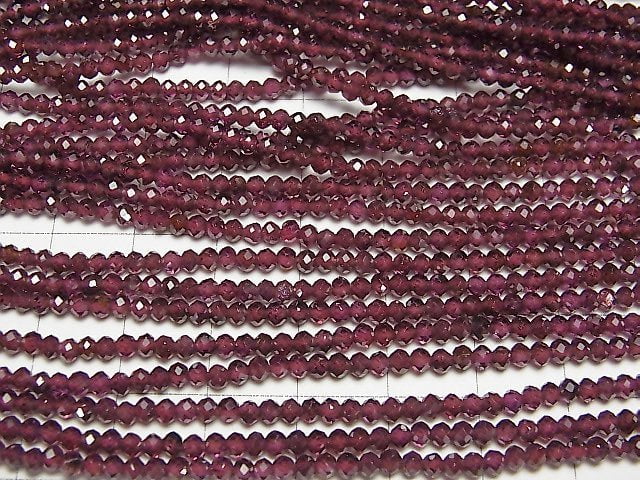 [Video]High Quality! India Garnet AAA Faceted Button Roundel 2.7x2.7x2.3 1strand beads (aprx.13inch/32cm)