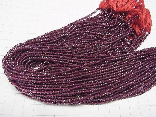 [Video]High Quality! India Garnet AAA Faceted Button Rondelle 2.7x2.7x2.3 1strand beads (aprx.13inch/32cm)