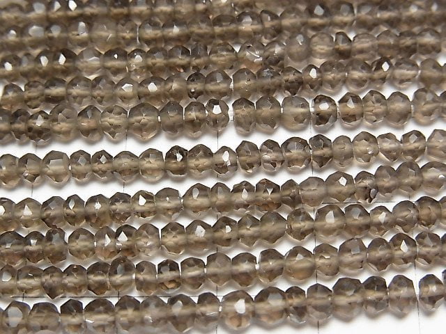 High Quality Smoky Quartz AAA- Faceted Button Rondelle  1strand beads (aprx.12inch/30cm)