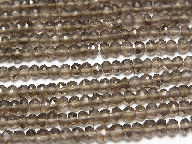 High Quality Smoky Quartz AAA- Faceted Button Roundel  1strand beads (aprx.12inch/30cm)